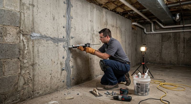 Basement Crack Repair in Redlands, CA