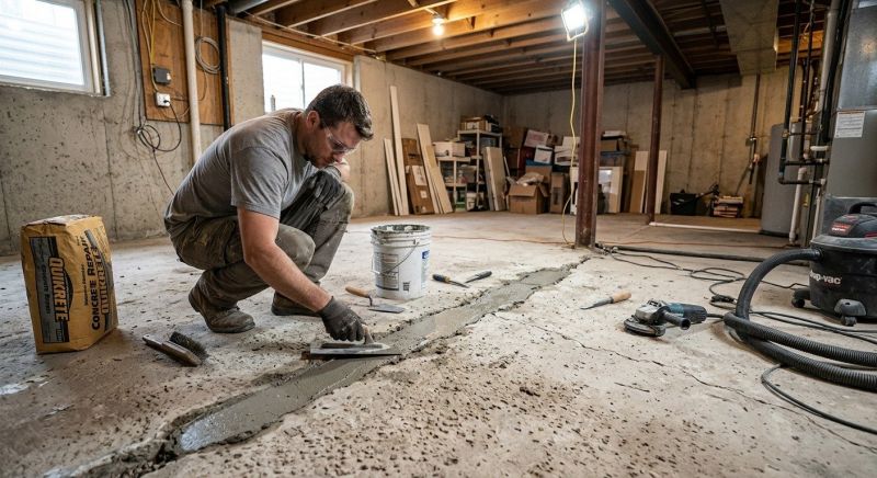 Cracked Basement Floor Repair in Redlands, CA