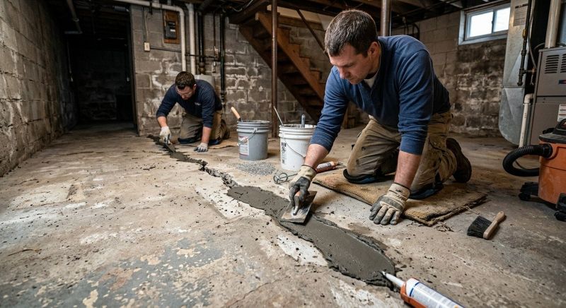 Cracked Basement Floor Repair in Redlands, CA